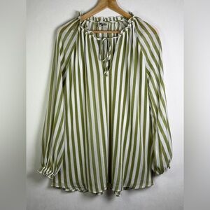 Show Me Your MuMu Women’s Oversized Boho Sheer Stripe Tunic Blouse Lined Sz S